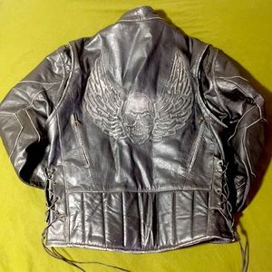🔥Winged skull 💀 leather motorcycle 🏍 jacket🔥